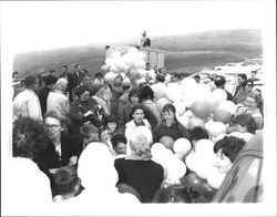 Balloons and jazz at Bodgea Head, Bodega Bay, California, 1963