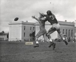 Pass play during Petaluma Leghorn game against unknown opponent