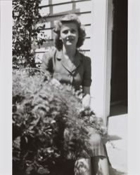 Mary McGregor sitting outside, Santa Rosa, California, about 1941