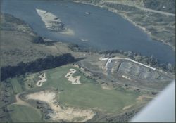 Aerial view of Sea Ranch Golf Links and Gualala Point Regional Park Visitors' Center at Gualala Point, California, 1976