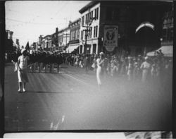 Marching units of women and girls in the Rose Parade