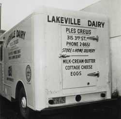 Ples Crews' Lakeville Dairy delivery truck, Petaluma, California, 1961