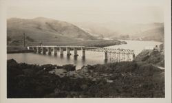 Jenner Bridge under construction, Jenner, California, about 1932