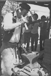 Demonstrating horse shoe making at an Old Adobe Festival, Petaluma, California, about 1962