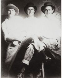 Eugene M. Weaver with two unidentified men, Santa Rosa, California, about 1910