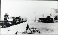 Northbound train at the Kenwood railroad station, Kenwood, California, about 1900