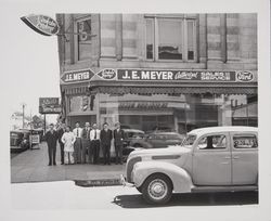 J. E. Meyer Lincoln and Ford dealership at 300 Fifth St., Santa Rosa, California, 1938