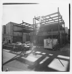 Girders for the new Exchange Bank building, 550 Fourth Street, Santa Rosa, California, 1971