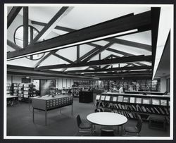 Interior of the library in Guerneville, California, 1980?