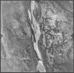 Aerial view of the Russian River near Wiedersheim Road, Cloverdale, California, October 31, 1963