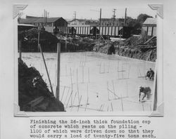 Men finishing the basement floor of the Poultry Producers of Central California mill, Petaluma, California, about 1937