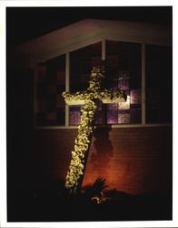 Night photograph of cross at Welti's Chapel of the Roses, Santa Rosa, California, 1959