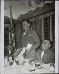 Installation of Redwood Rangers newly elected officers at Gori's Tavern on Main Street, Guerneville, California, 1949