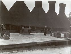 Loading the hops into the kilns on Wohler Road, Healdsburg, California, in the 1920s