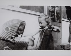 Nancy C. Evans and her sister Sally Lou Evans at the Volkerts residence, Petaluma, California, 1944