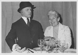 Helen Putnam and male mannequin at San Francisco Chamber of Commerce Day, San Francisco, California, June 1, 1974