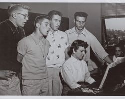 Boys practice songs for the Jester Harrison Choir Festival, Petaluma, California, November 5, 1954