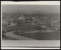 Views of the Petaluma River and surrounding industrial area looking northwest