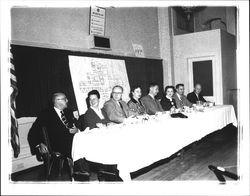 Head table at a Rotary Club dinner, Petaluma, California, about 1970