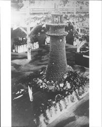 Model of Point Arena Lighthouse made from oranges at the 1908 Cloverdale Citrus Fair