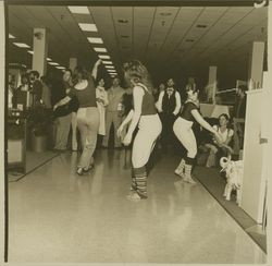 Girls doing modern dance routine at Sears opening day, Santa Rosa, California, 1980