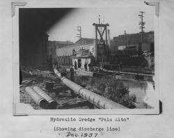 Hydraulic dredge "Palo Alto" (showing discharge line), Petaluma, California, Dec. 1937