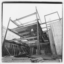 Girders and concrete forms of the new Exchange Bank building, 550 Fourth Street, Santa Rosa, California, 1971