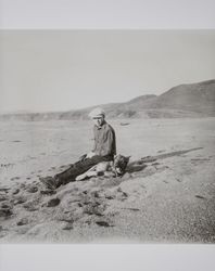 Carroll C. Doane at the shore with his dog, "Jack," Sonoma County, California, 1927