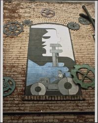 Large paneled mural in American Alley, American Alley, Petaluma, California, 2012