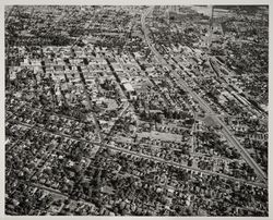 Aerial view of downtown Santa Rosa, Santa Rosa, California, 1952