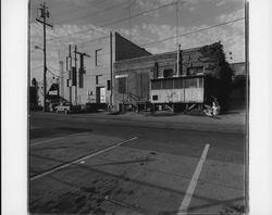 Loading docks of Sears and Montgomery Ward on Water Street in Petaluma, California, 1977