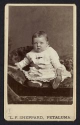 Carte de visite portrait of Farley family infant, Petaluma, California, between 1880 and 1900