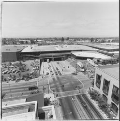 View from Third and B Stret of Santa Rosa Plaza being constructed over Third Street