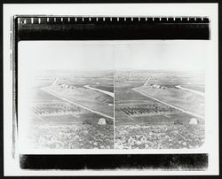 Aerial stereograph of an unidentified farm and tidal slough, early to mid-1900s