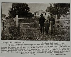 Lloyd gate at the J. C. Fredericks farm in Petaluma, California, as shown in the Lloyd Co. catalog for 1912