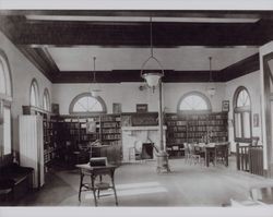 Interior of the City of Sonoma Carnegie Library, First Street East, Sonoma, California, about 1913