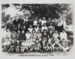 Sebastopol School students with Gladys Ella Barnes Pollock, teacher, Bodega Avenue, Sebastopol, California, between 1928 and 1929