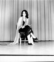 Barbara Isselin in the talent portion of the Miss Sonoma County pageant, Santa Rosa, California, 1971