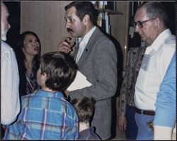 Attendees of the Wine Library opening, 139 Piper Street, Healdsburg, California, 1988