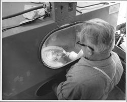 Worker at MGM Brakes, Cloverdale, California, 1971