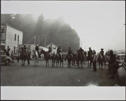 Redwood Rangers and others at staging area for the 100 Mile Endurance Race, River Road, Guerneville, California, September 7, 1946