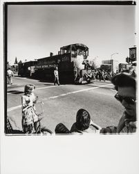 Train down Main, Apple Blossom Parade, Sebastopol, California, 1978