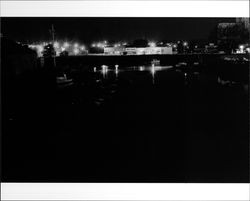 Nighttime view of the Petaluma Turning Basin, Main Street and Washington Street