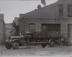 Delivery photograph of the 1928 American LaFrance Type 169 fire truck at the American LaFrance factory in Elmira, New York, 1928