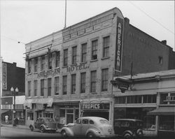 Painting the American Hotel, Petaluma, California, about 1935