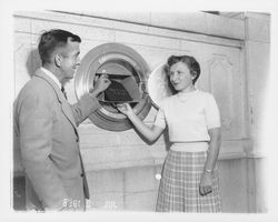 Night deposit vault at the Bank of America, Petaluma, California, July 2, 1955