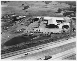 Aerial view of Stevenson Equipment Company Incorporated and US Highway 101, Santa Rosa, California, 1964