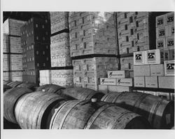 Interior of a wine warehouse, Healdsburg, California, about 1980