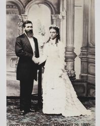 Wedding portrait of Henry S. Barnes and Kate E. Urton, September 29, 1880