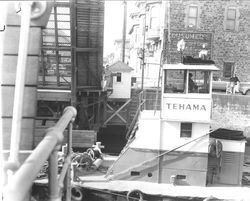 Tugboat "Tehama" going under the Washington Street bridge